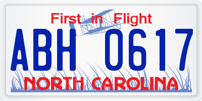NC license plate ABH0617