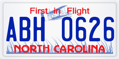NC license plate ABH0626