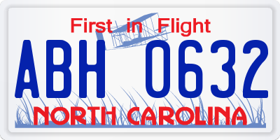 NC license plate ABH0632