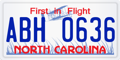 NC license plate ABH0636