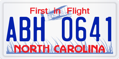 NC license plate ABH0641