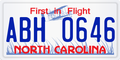 NC license plate ABH0646