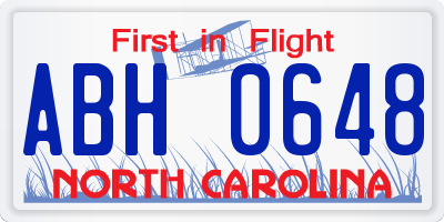NC license plate ABH0648