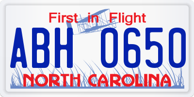 NC license plate ABH0650