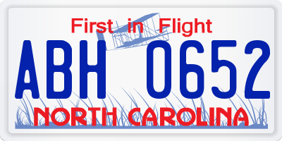 NC license plate ABH0652