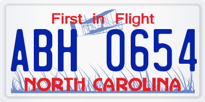 NC license plate ABH0654