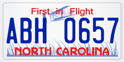 NC license plate ABH0657