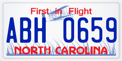 NC license plate ABH0659