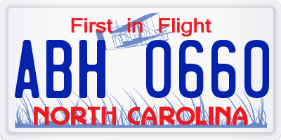 NC license plate ABH0660