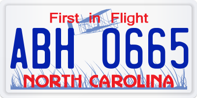 NC license plate ABH0665