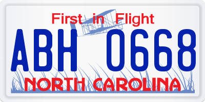 NC license plate ABH0668