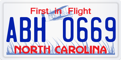 NC license plate ABH0669