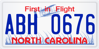 NC license plate ABH0676