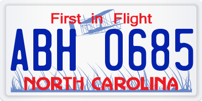 NC license plate ABH0685
