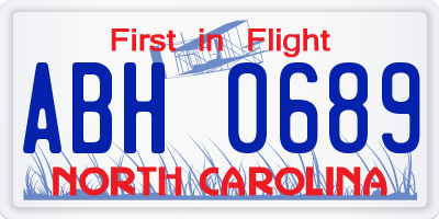 NC license plate ABH0689