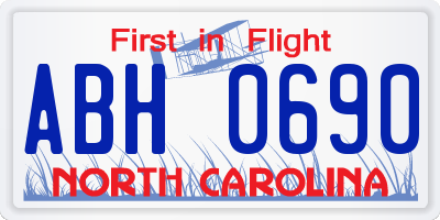 NC license plate ABH0690