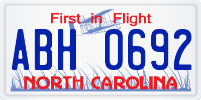 NC license plate ABH0692