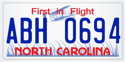 NC license plate ABH0694