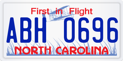 NC license plate ABH0696
