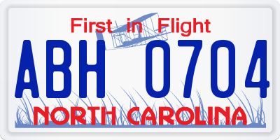 NC license plate ABH0704