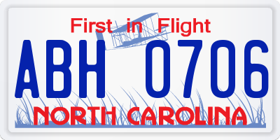 NC license plate ABH0706