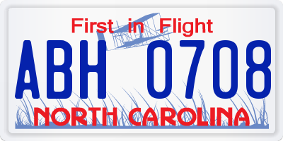 NC license plate ABH0708