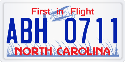 NC license plate ABH0711