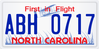 NC license plate ABH0717