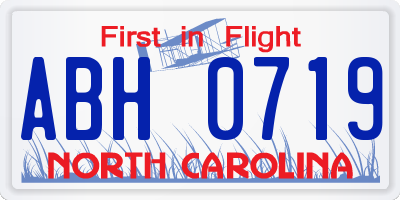 NC license plate ABH0719