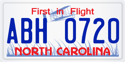 NC license plate ABH0720