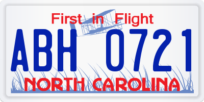 NC license plate ABH0721