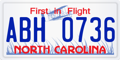 NC license plate ABH0736