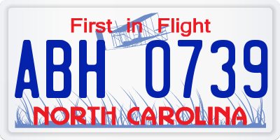 NC license plate ABH0739