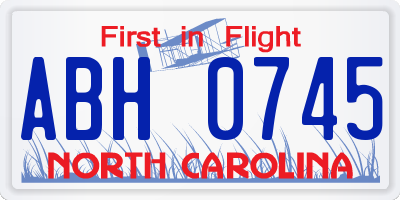 NC license plate ABH0745