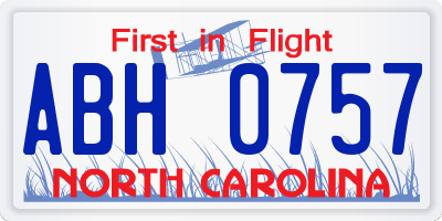 NC license plate ABH0757