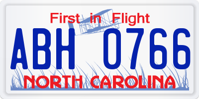 NC license plate ABH0766