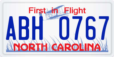 NC license plate ABH0767