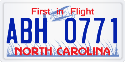 NC license plate ABH0771