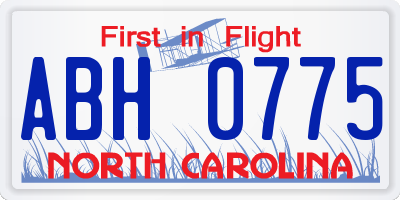 NC license plate ABH0775