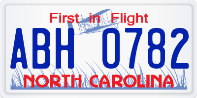 NC license plate ABH0782