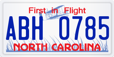 NC license plate ABH0785