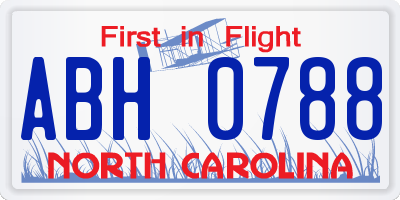 NC license plate ABH0788
