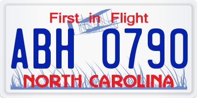 NC license plate ABH0790