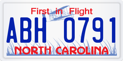 NC license plate ABH0791