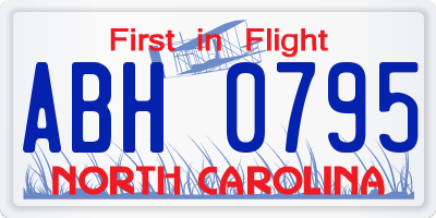 NC license plate ABH0795