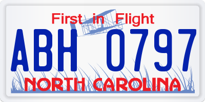 NC license plate ABH0797