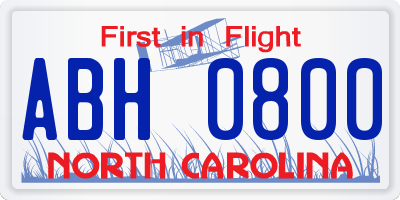 NC license plate ABH0800