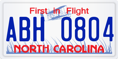 NC license plate ABH0804