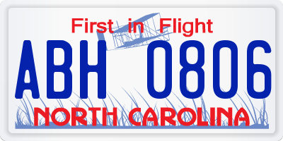 NC license plate ABH0806