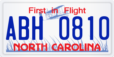NC license plate ABH0810
